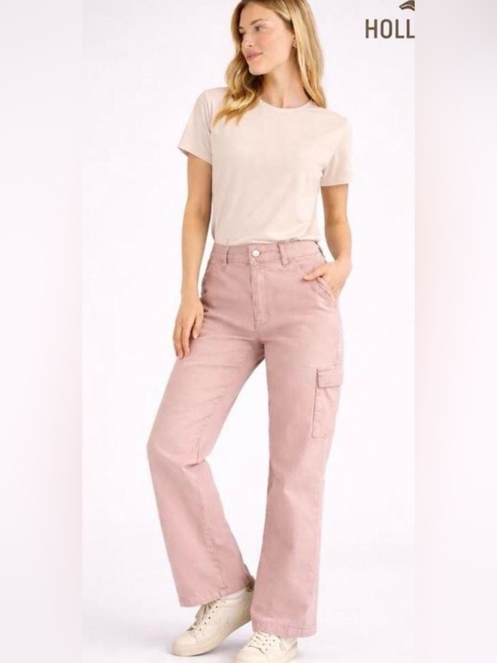Hollister Ultra High-Rise Dad Cargo Pants in Light Pink NWOT | SIZE 2R w26R